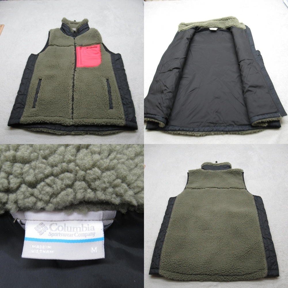 Columbia Vest Women Medium Green Insulated Sherpa Fleece Lined Archer Ridge II